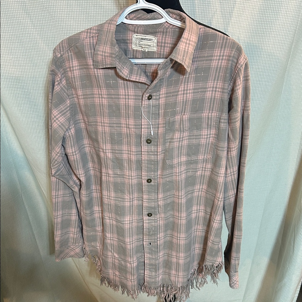 Current-Elliott Pink and Gray Plaid Shirt in Perfect condition-New but no tags.